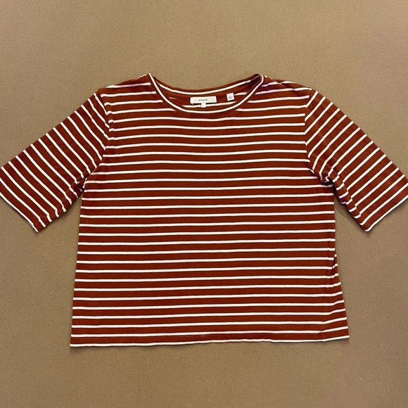 Vince Striped Cropped Tee Size Large - Picture 1 of 7